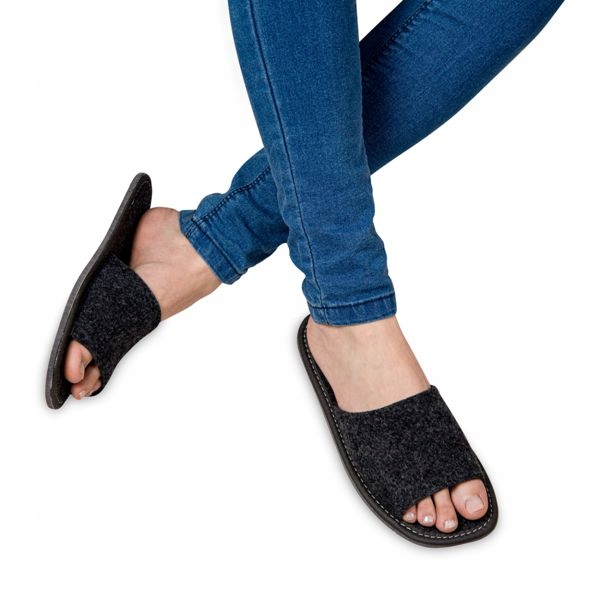 

Filcowe Kapcie Damskie Grafit Klapki Dla Gości 37