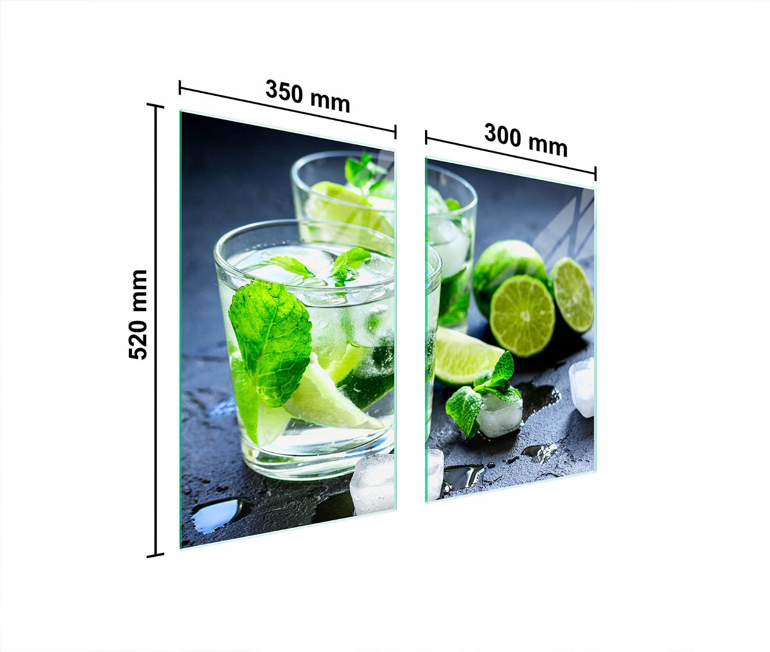 Skleněná Ochranná Deska Do Kuchyně 65x52 Limetka