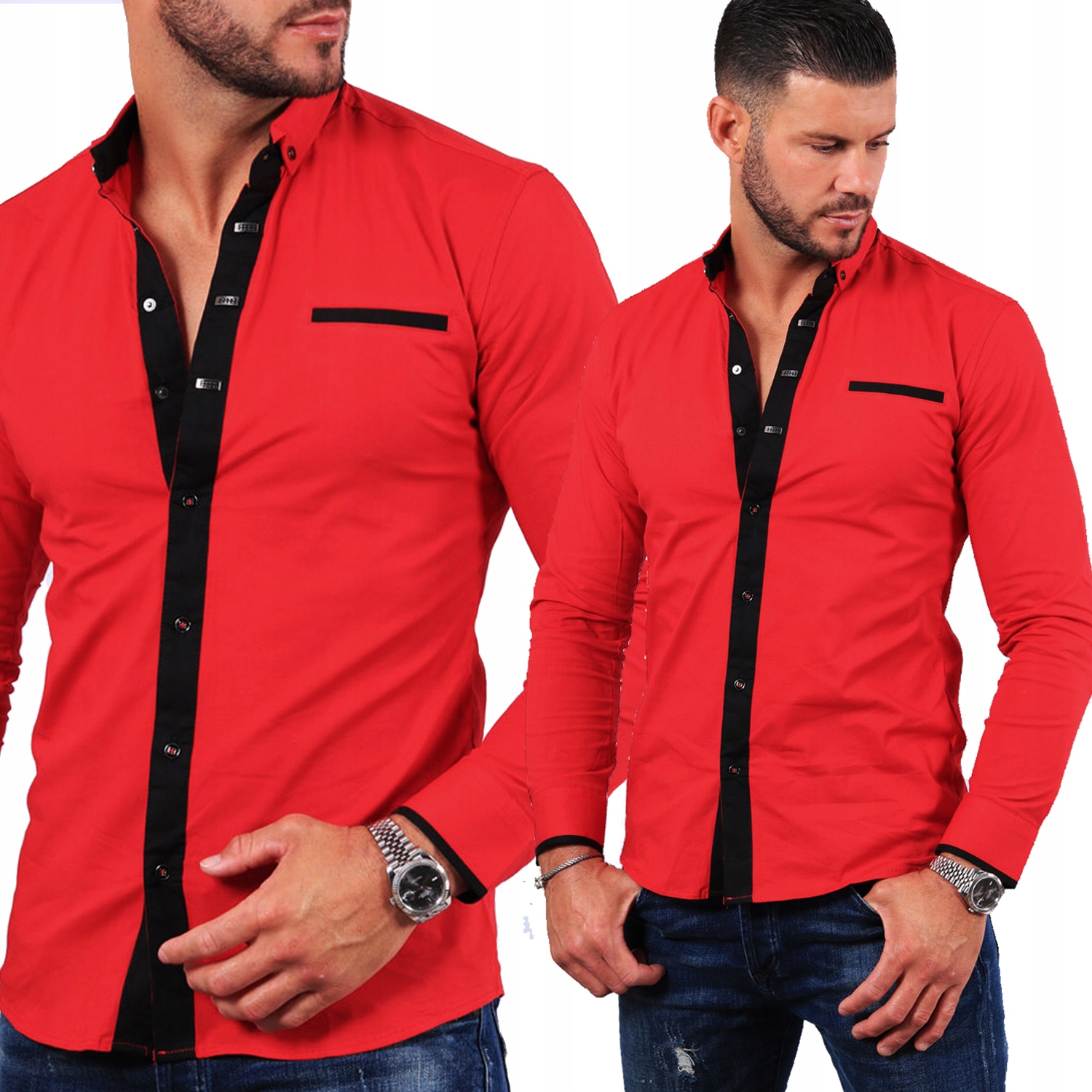 Pánská košile Casual Elegant Kontrast Bavlněná