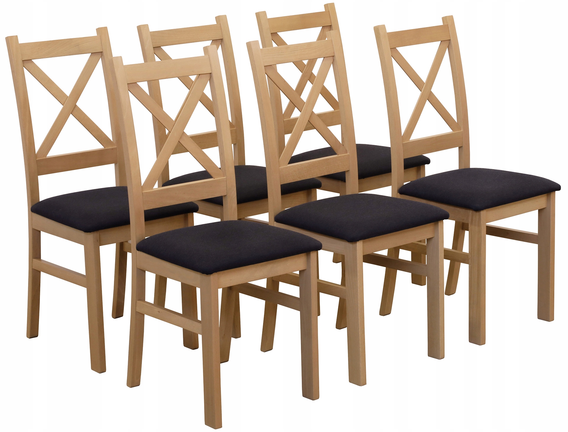 Sada 6x Čalouněná židle do obývacího pokoje kuchyně Dub Artisan/Černá