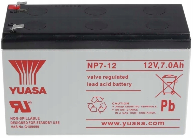 Akumulator Bateria Agm Yuasa NP7-12 12V 7Ah Do Zabawek Rc Pojazdów Alarmu