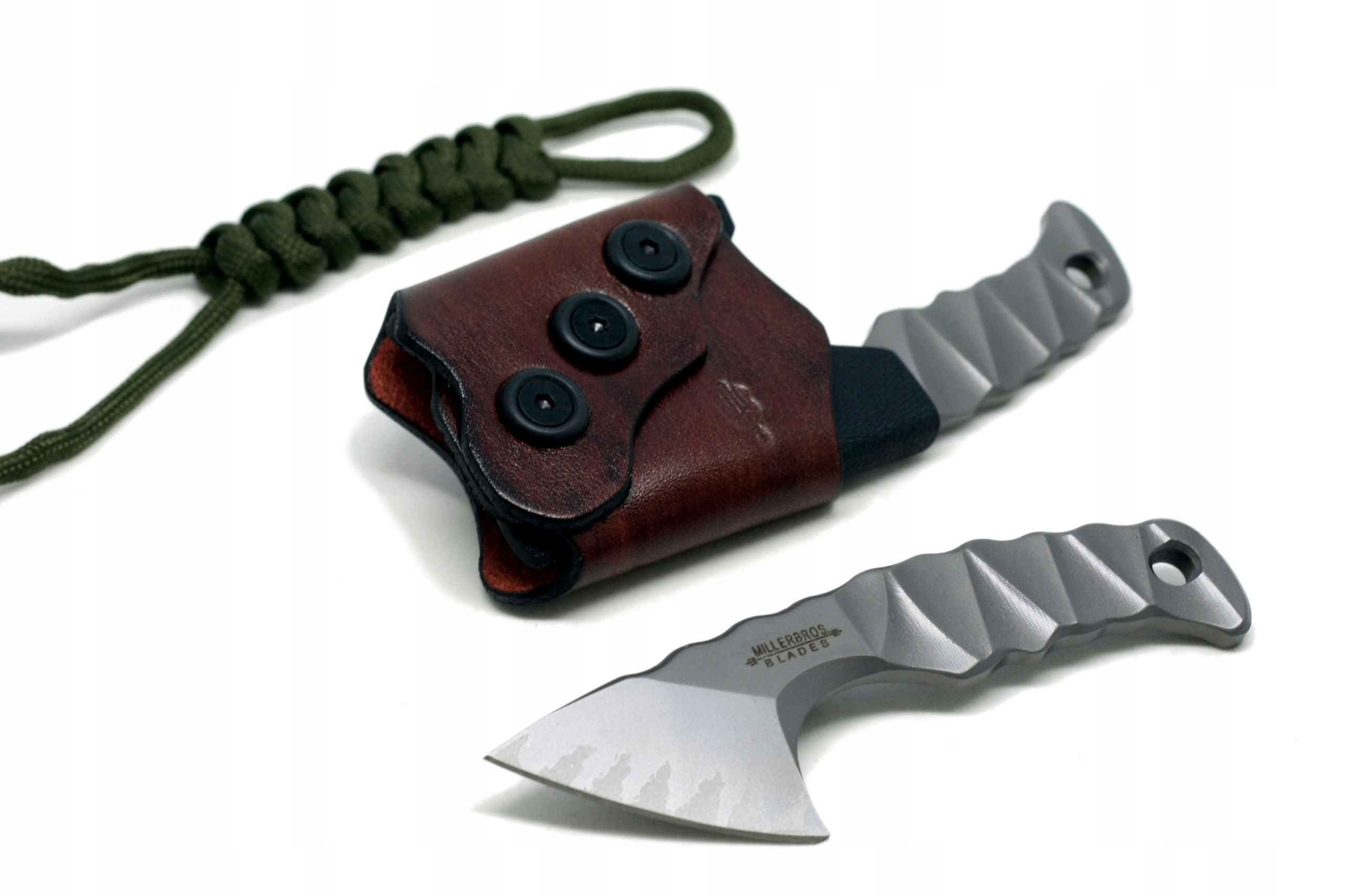 Nůž na krk Neck ocel kožené pouzdro Edc Mbb KK22 šňůra
