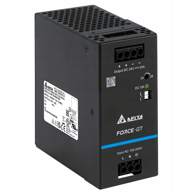 Impulzný napájací zdroj Din 24V 20A DRF-24V480W1GBA Delta Electronics