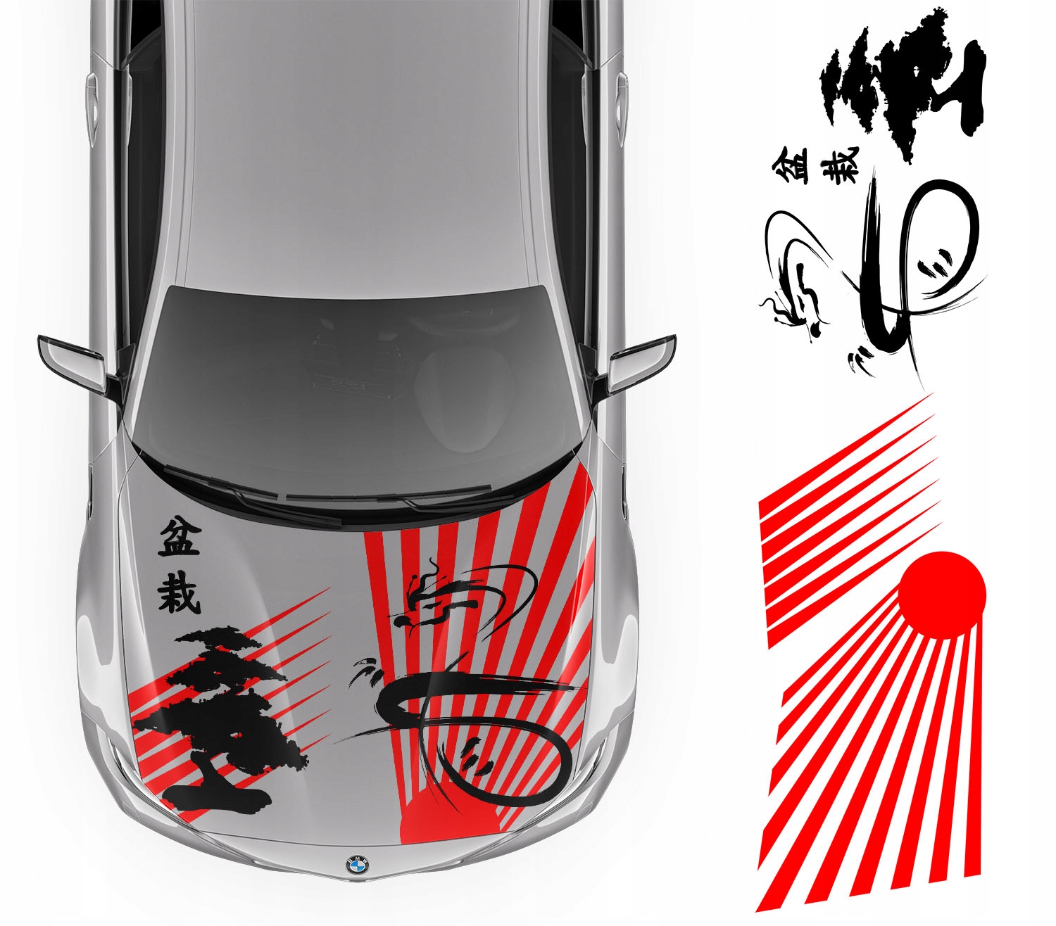 Samolepka Grafika na auto Masku Motiv Japan Sun Japonsko Dragon 92x358