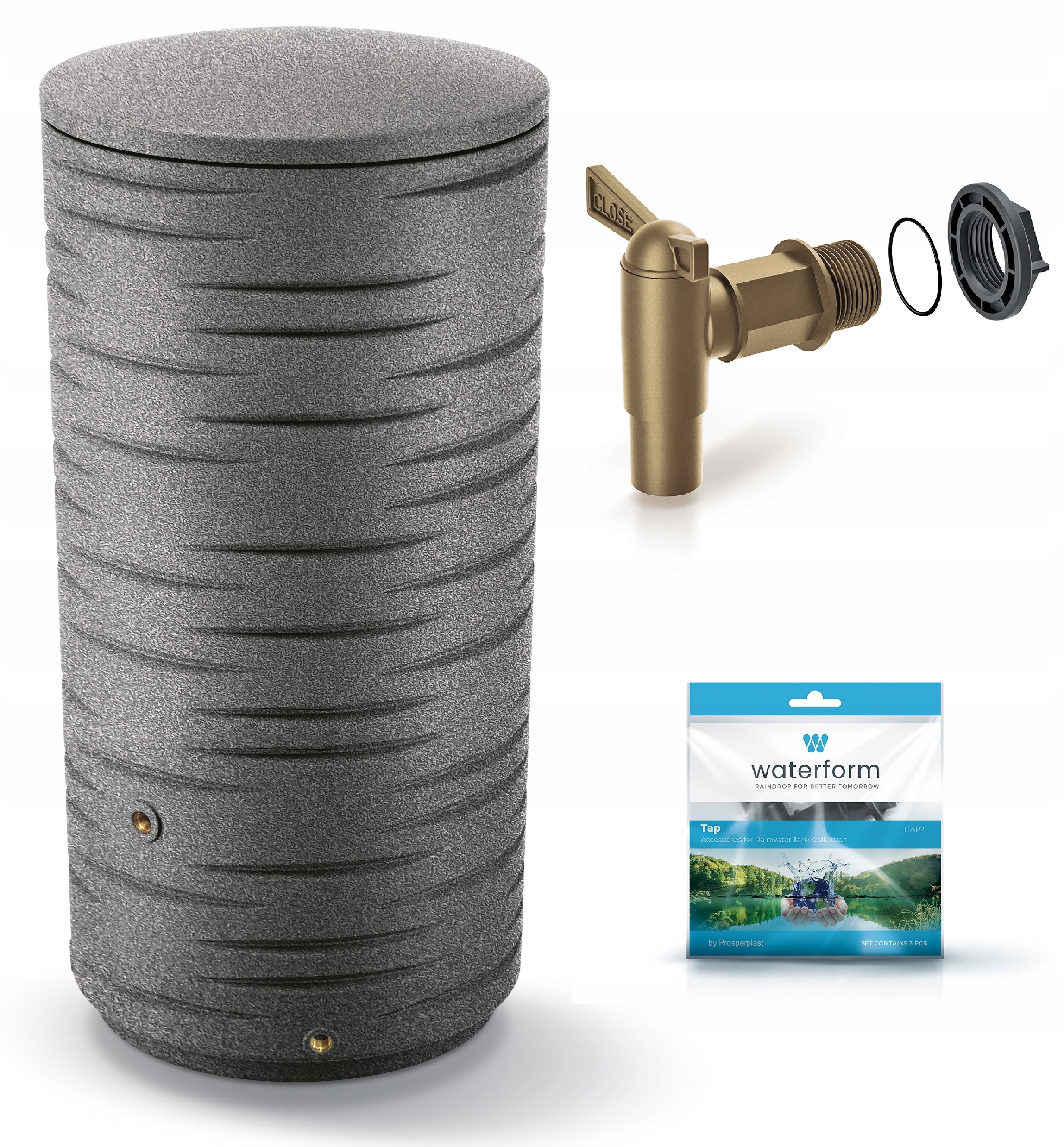 BECZKA ZBIORNIK NA DESZCZÓWKĘ POJEMNIK NA WODĘ PREMIUM 290 L + KRANIK