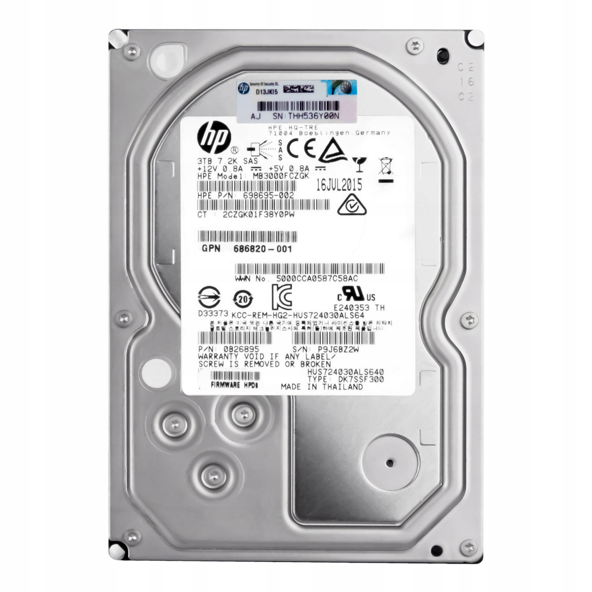 Hp 698695-002 3TB 7.2K 64MB SAS-2 3.5'' MB3000FCZGK