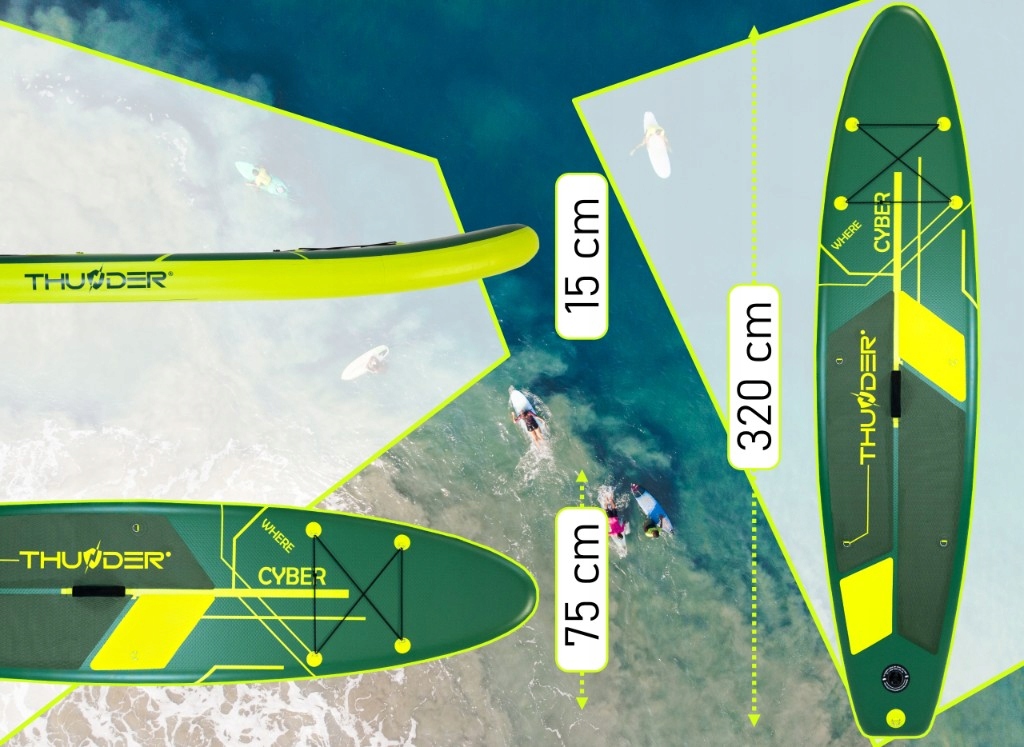 Deska SUP 320CM dmuchana wytrzymała pompowana do pływania zestaw Thunder Stan opakowania oryginalne