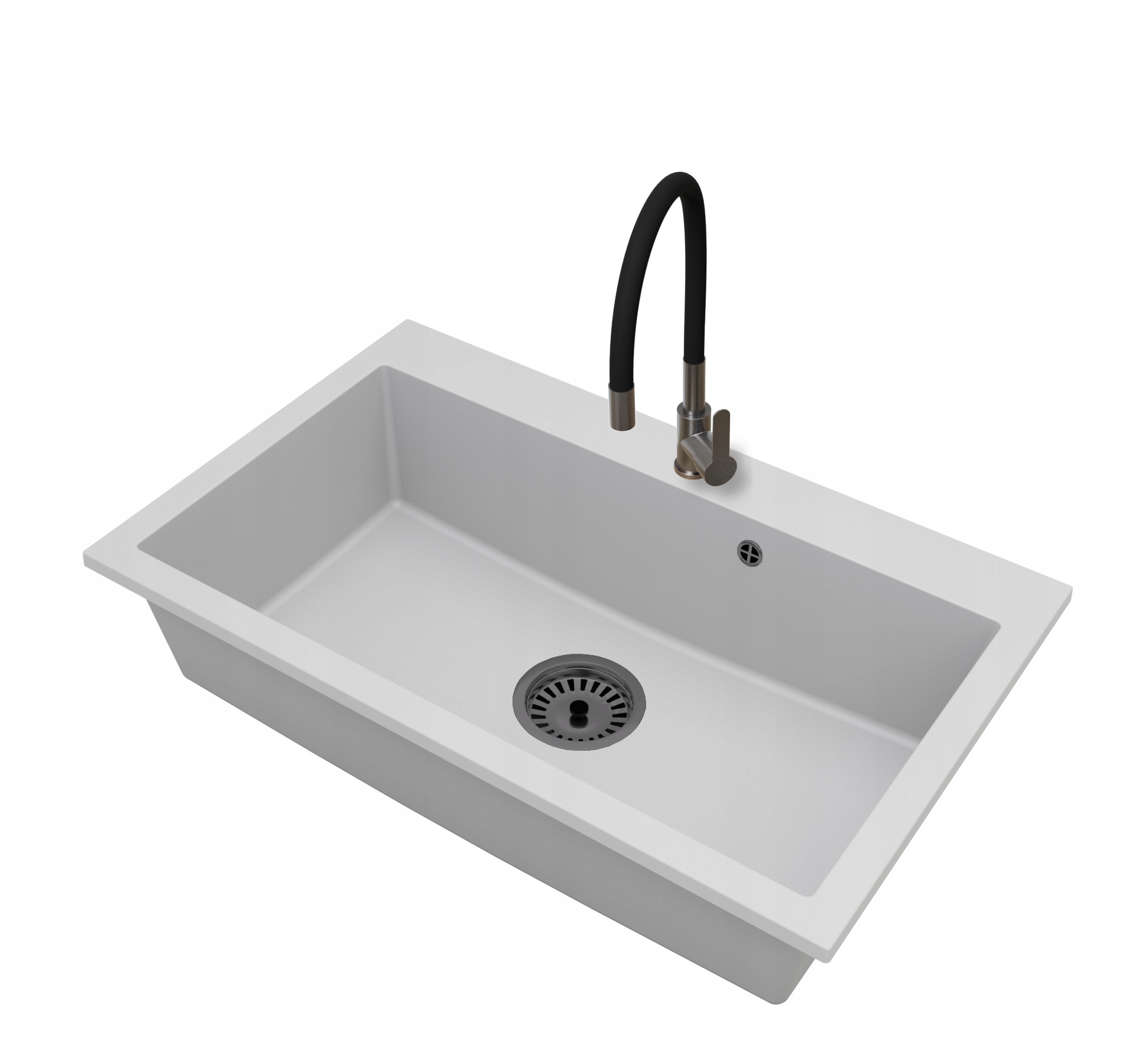 Kuchyňský granitový dřez Jednokomorový Elite 80 Baterie Sifon Černá