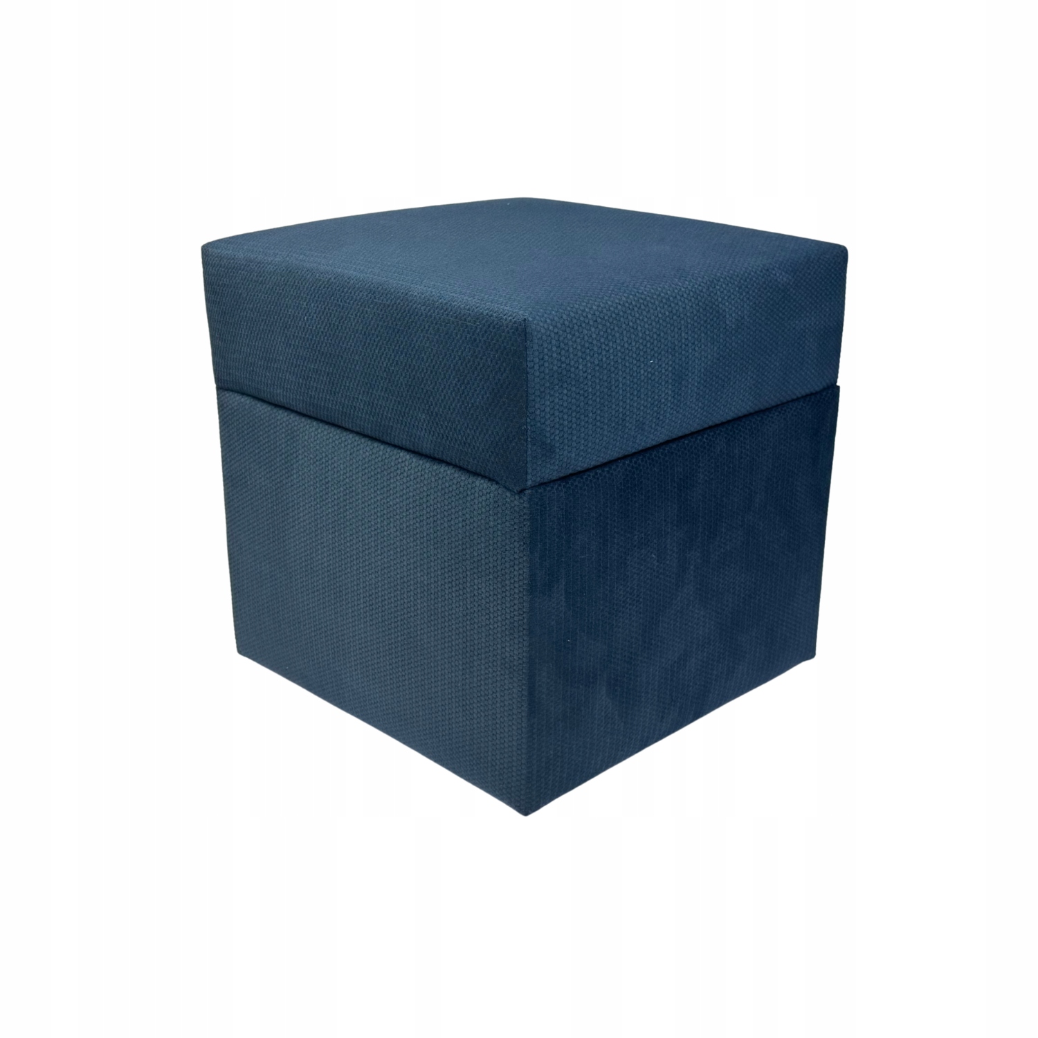 Taburet čtvercová, otevíratelná z makalu, jemný plyš s výstupky, tmavě modrá