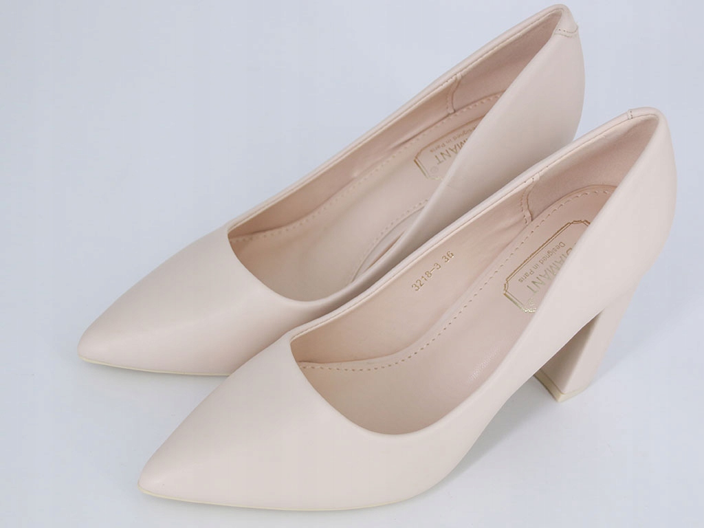 CZÓŁENKA NA OBCASIE SKÓRZANE BUTY NA SŁUPKU BEŻOWE DAMSKIE 40 Rozmiar 40