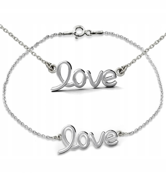 Módní Stříbrný Komplet Nápis Love Zkouška 925 Láska