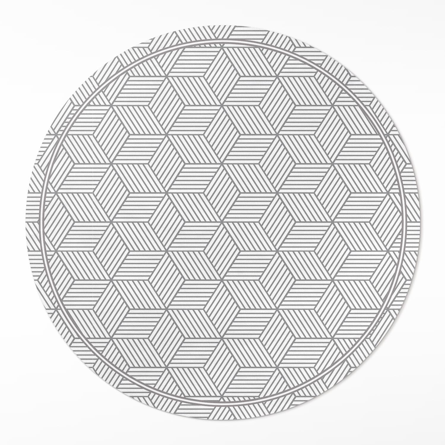 Kulatý Koberec Vinyl Geometrická mozaika jemný design Velký průměr 140 cm