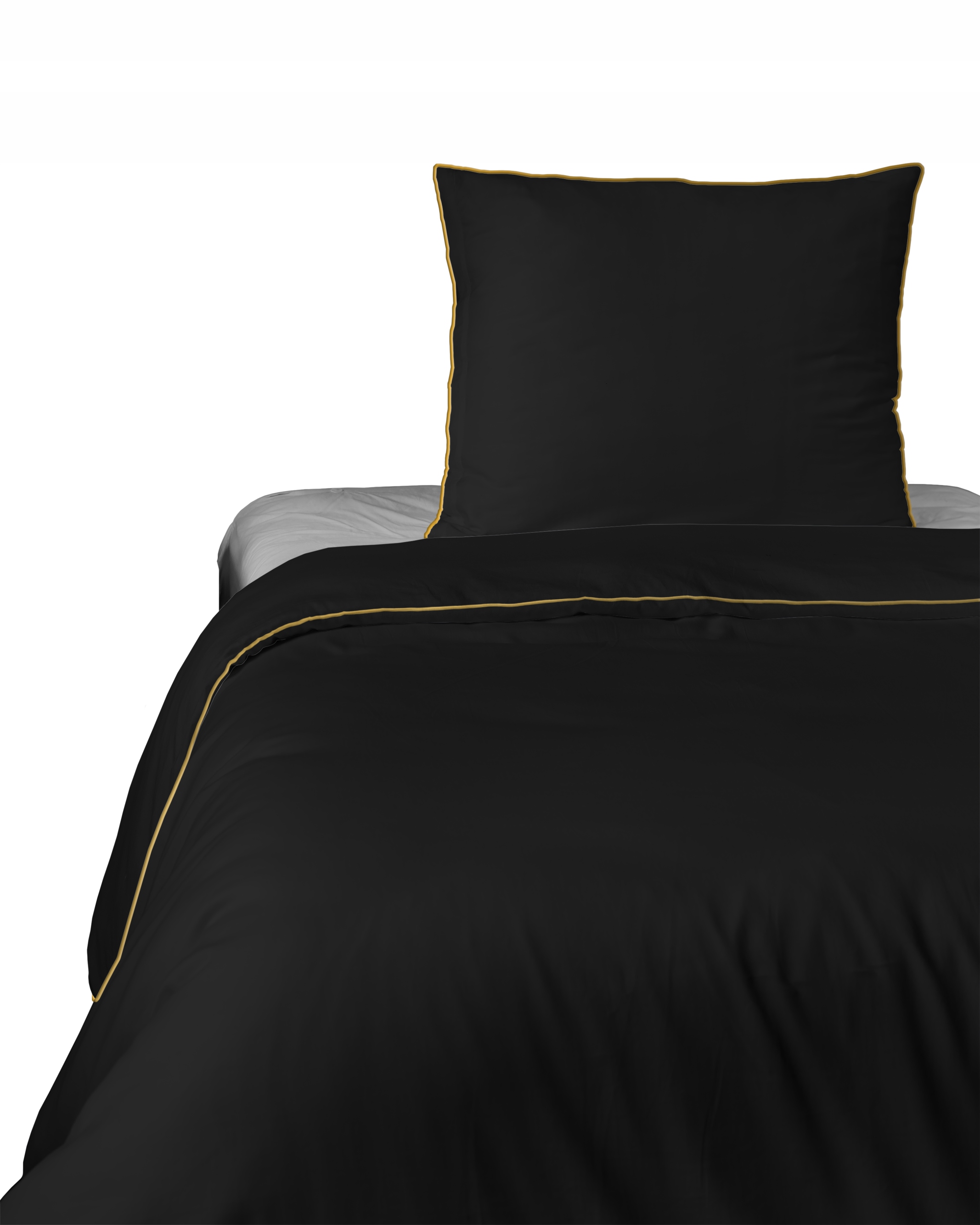Pościel Gładka Makosatyna kołdra 220cmx200cm 2x poduszka 70cmx80cm Czarny
