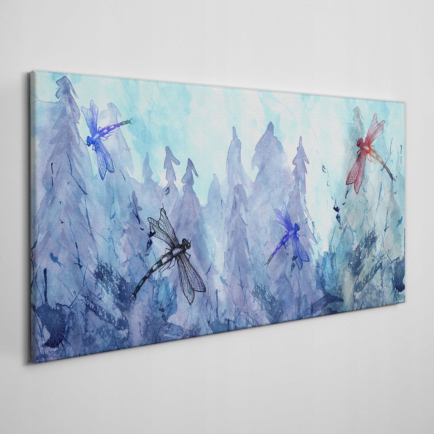 

Obraz na ramie płótno Akwarela ważka las 140x70 cm