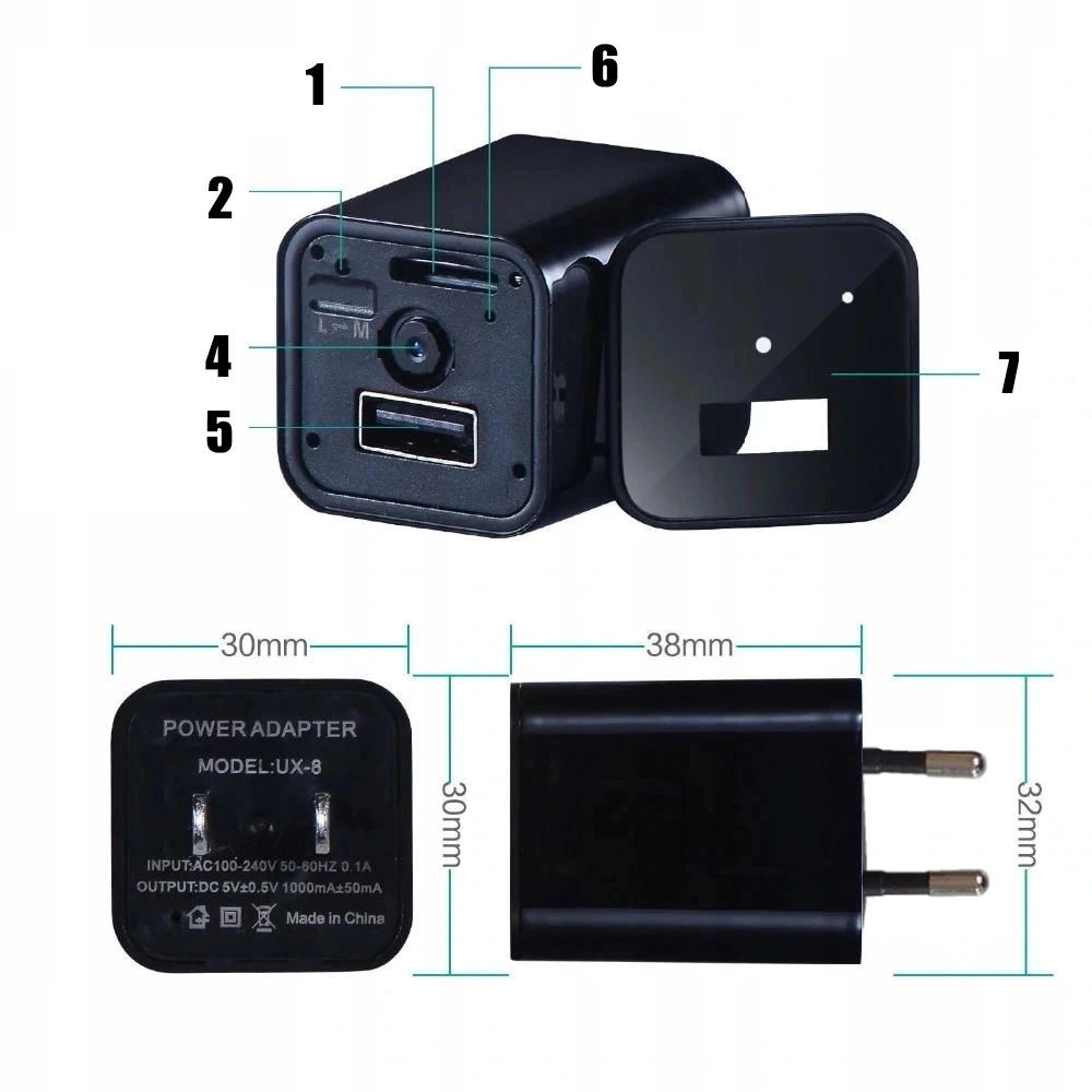 KAMERA ZASILACZ WiFi ŁADOWARKA USB UKRYTA NA ŻYWO Kod producenta MINI KAMERA ZASILACZ USB