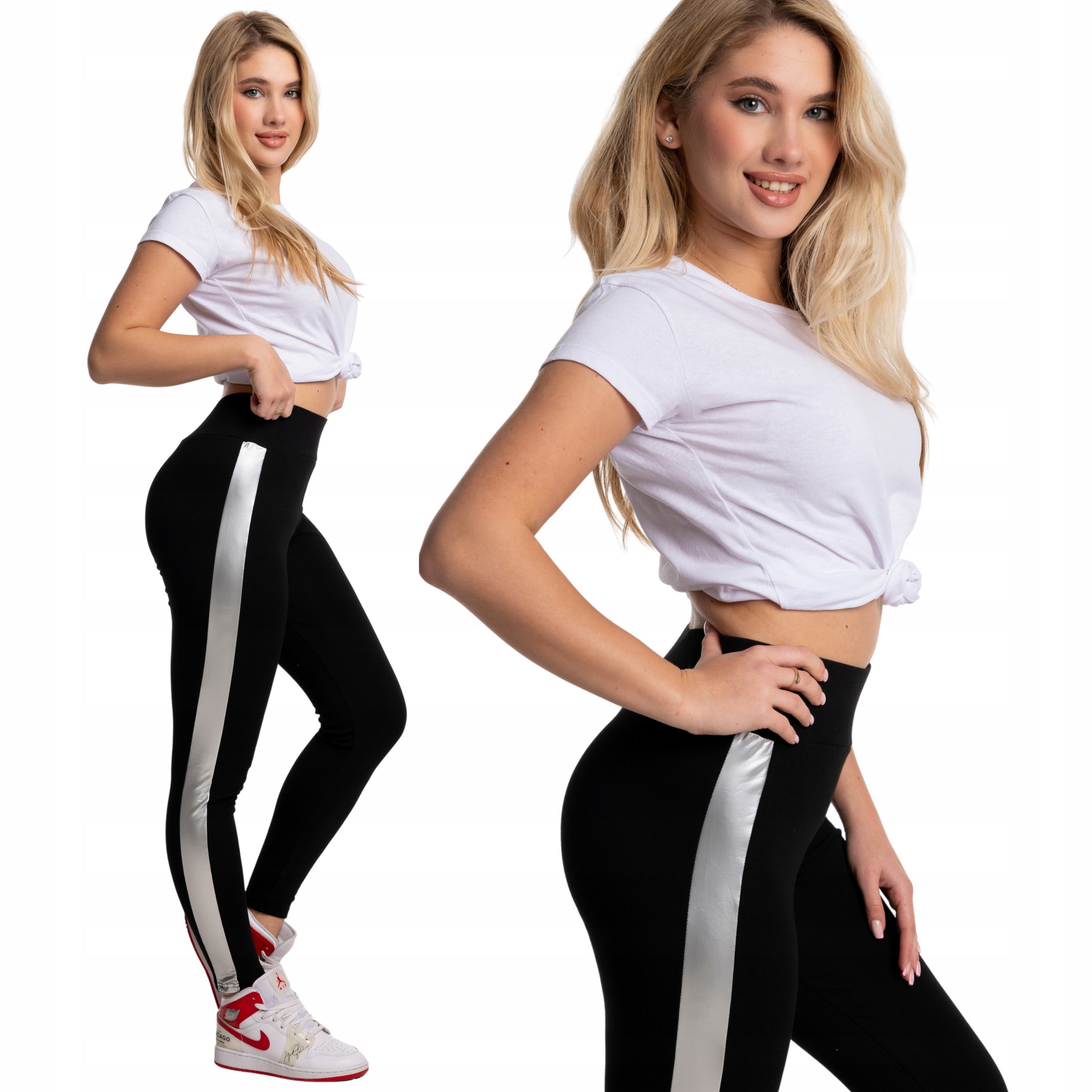 

Modne Stylowe Legginsy Damskie Lampasy