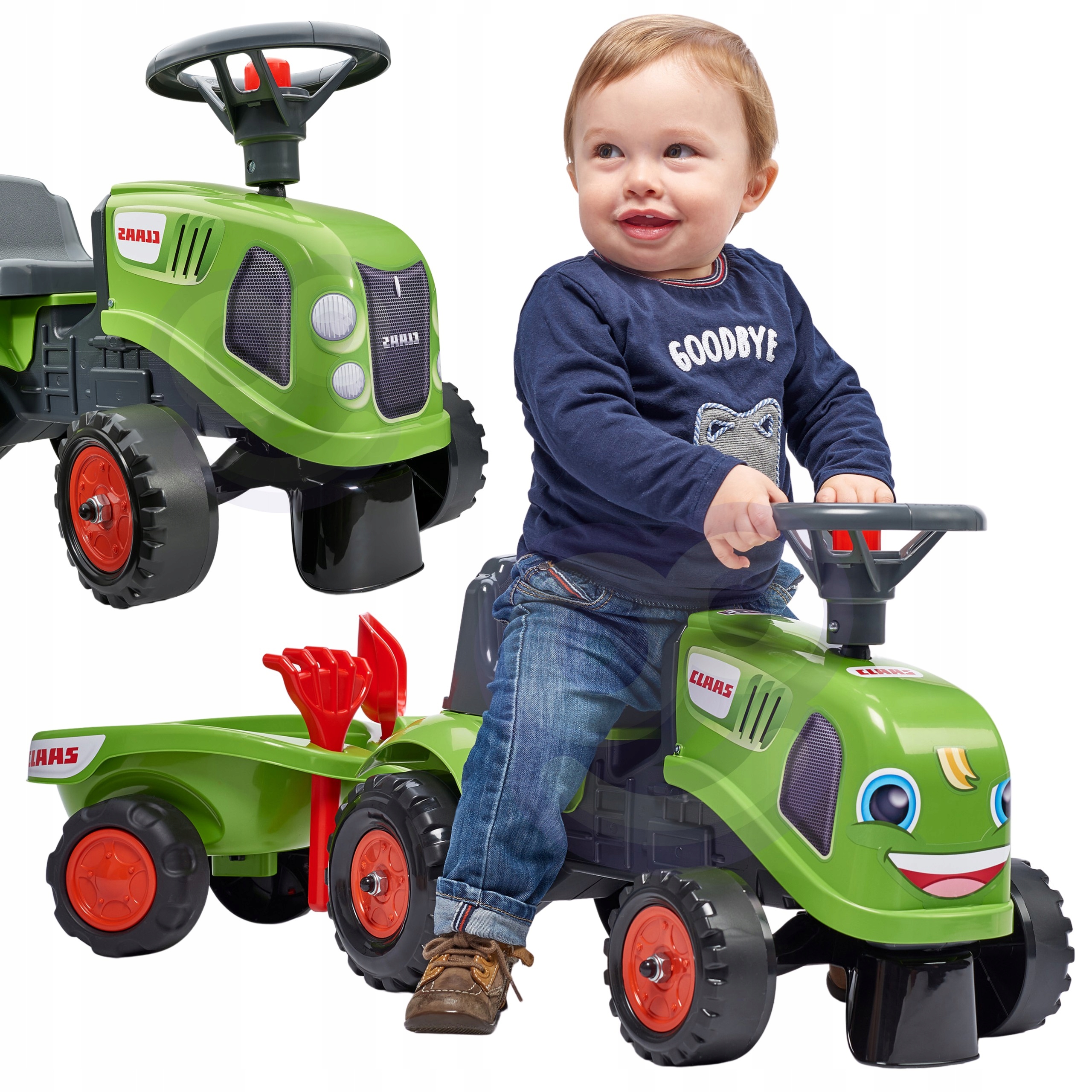 Traktorek Jeździk Z Przyczepką Baby Class Klakson Grabki Łopatka Falk