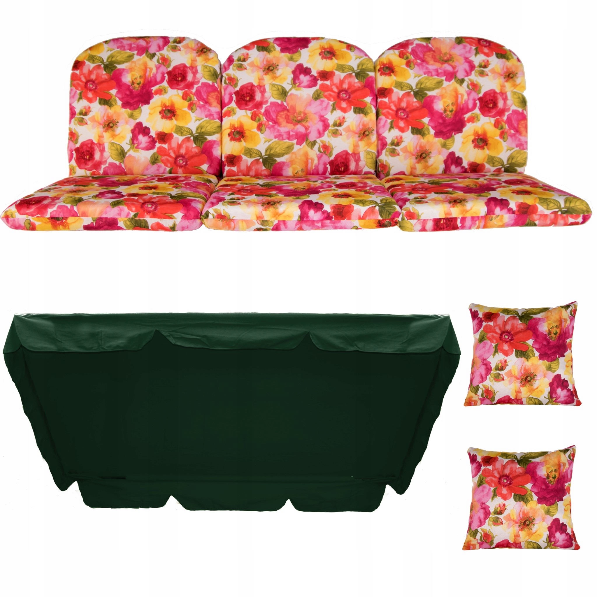 Zestaw na huśtawkę Komfort Rimini 180cm poduszki jaśki daszek wzór 13