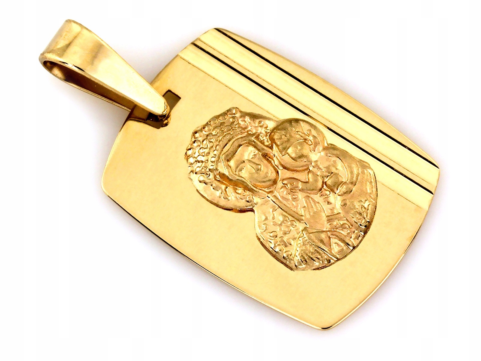 Zlatý medailonek 585 Panna Maria Čenstochovská Nieśmkiertelnik Svaté přijímání 0.87 g