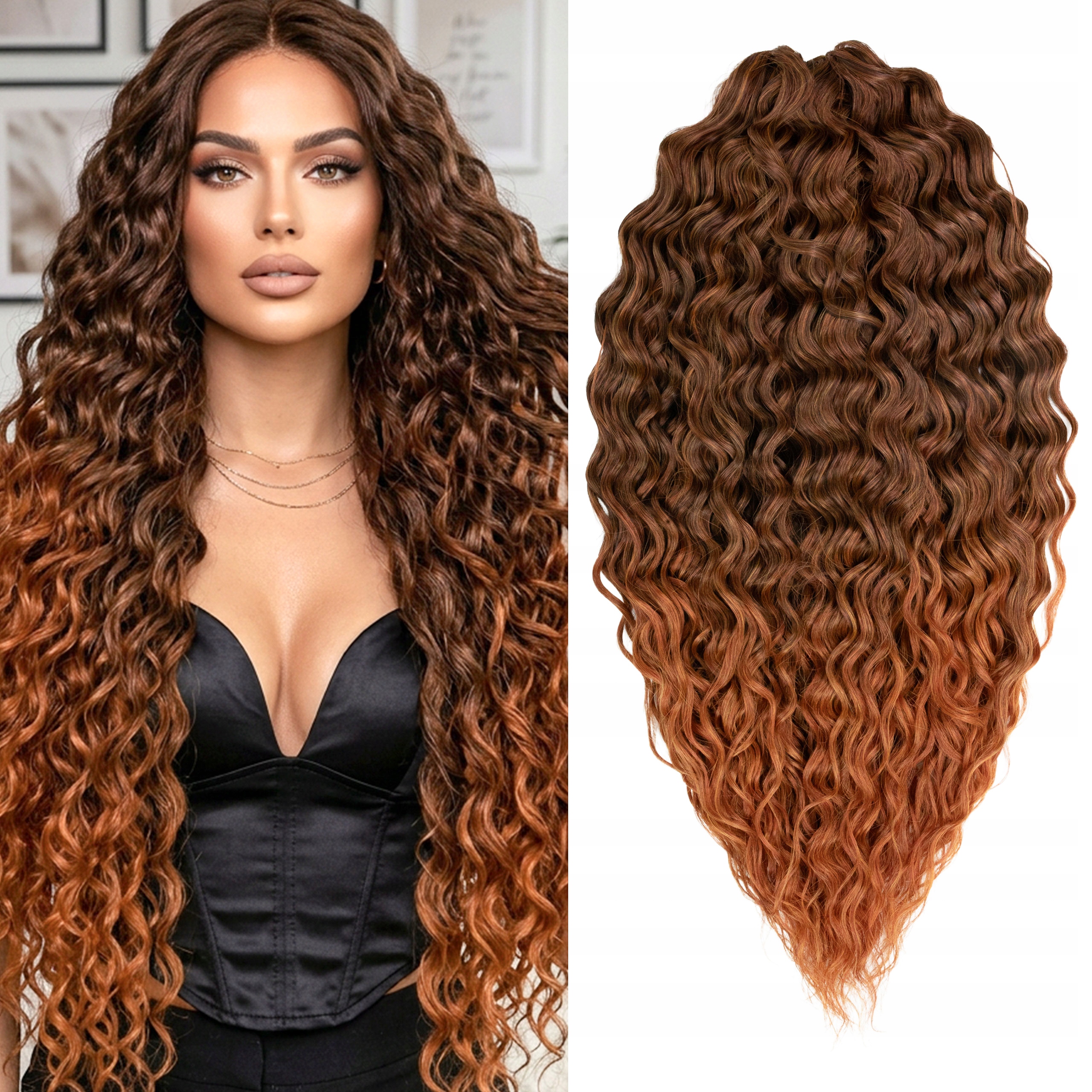 Włosy syntetyczne sztuczne Afroloki Arielki Premium 50cm 300g ombre rude