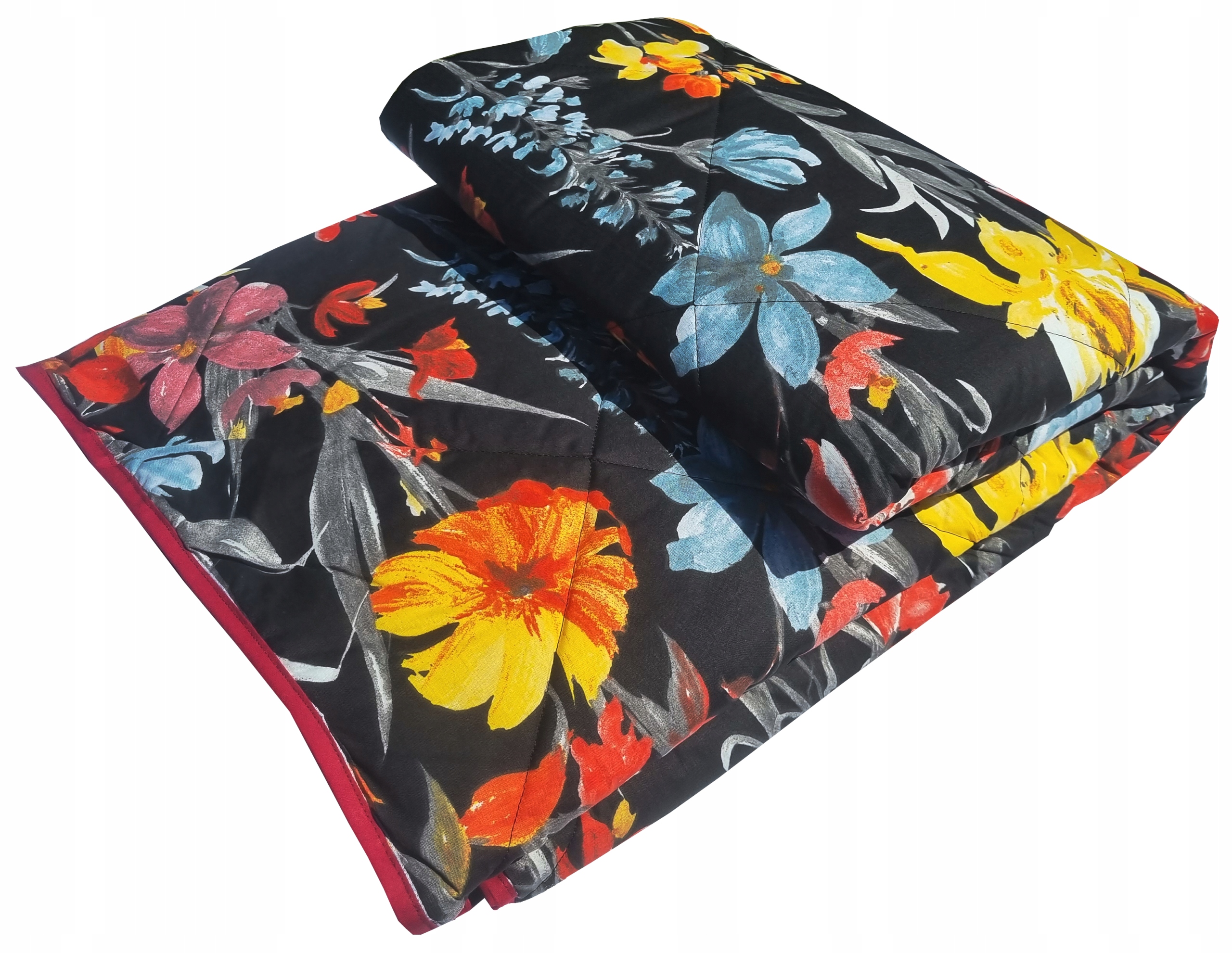 Letnia kołdra przewiewna 160x200 cienka lekka kwiaty lato bawełniana 420g