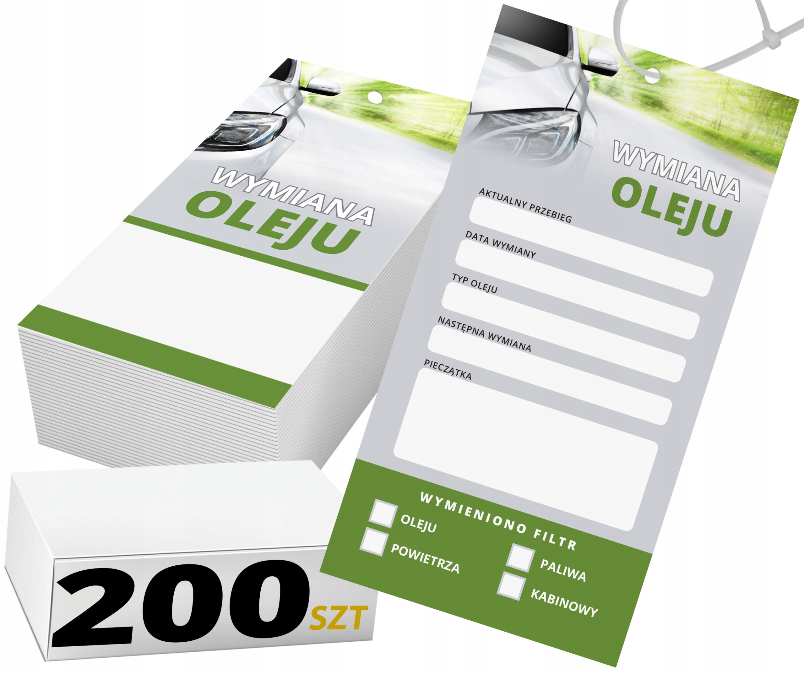 

200x Zawieszki Serwisowe kartka wymiana oleju 200x