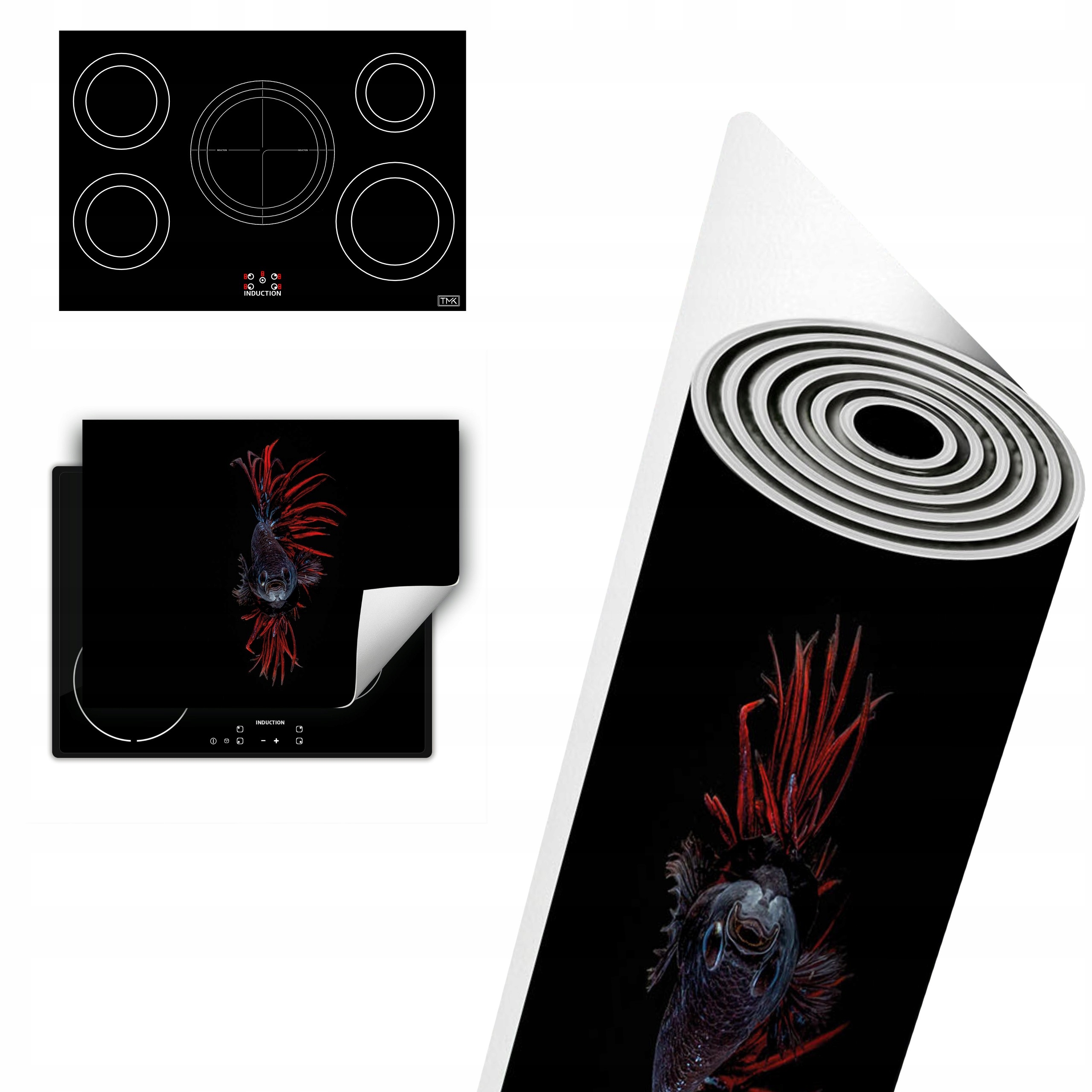 Vinylová Ochranná Deska Na Indukci 80x52 černá ryba