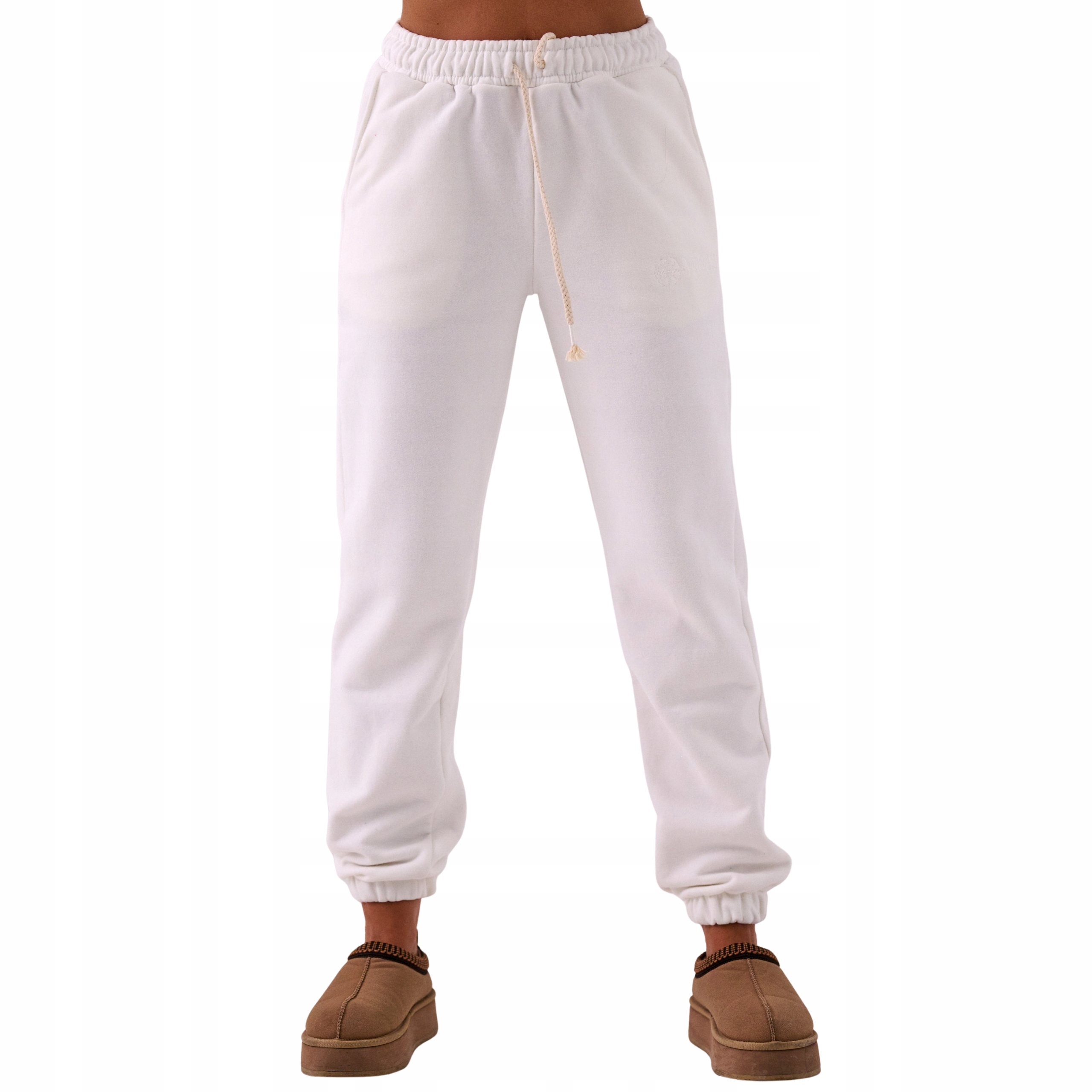 Klasické dámské basic tepláky na gumě Premium sada ecru XL/XXL