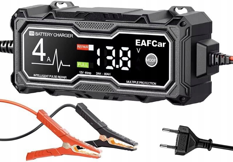 EAFCar ładowarka do akumulatorów 12V 4A automatyczna LCD Agm Gel