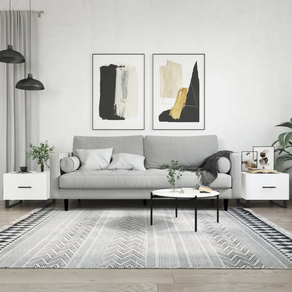 Konferenční stolky 2 ks bílé 50 x 50 x 40 cm kompozitní dřevo Bílá 829445