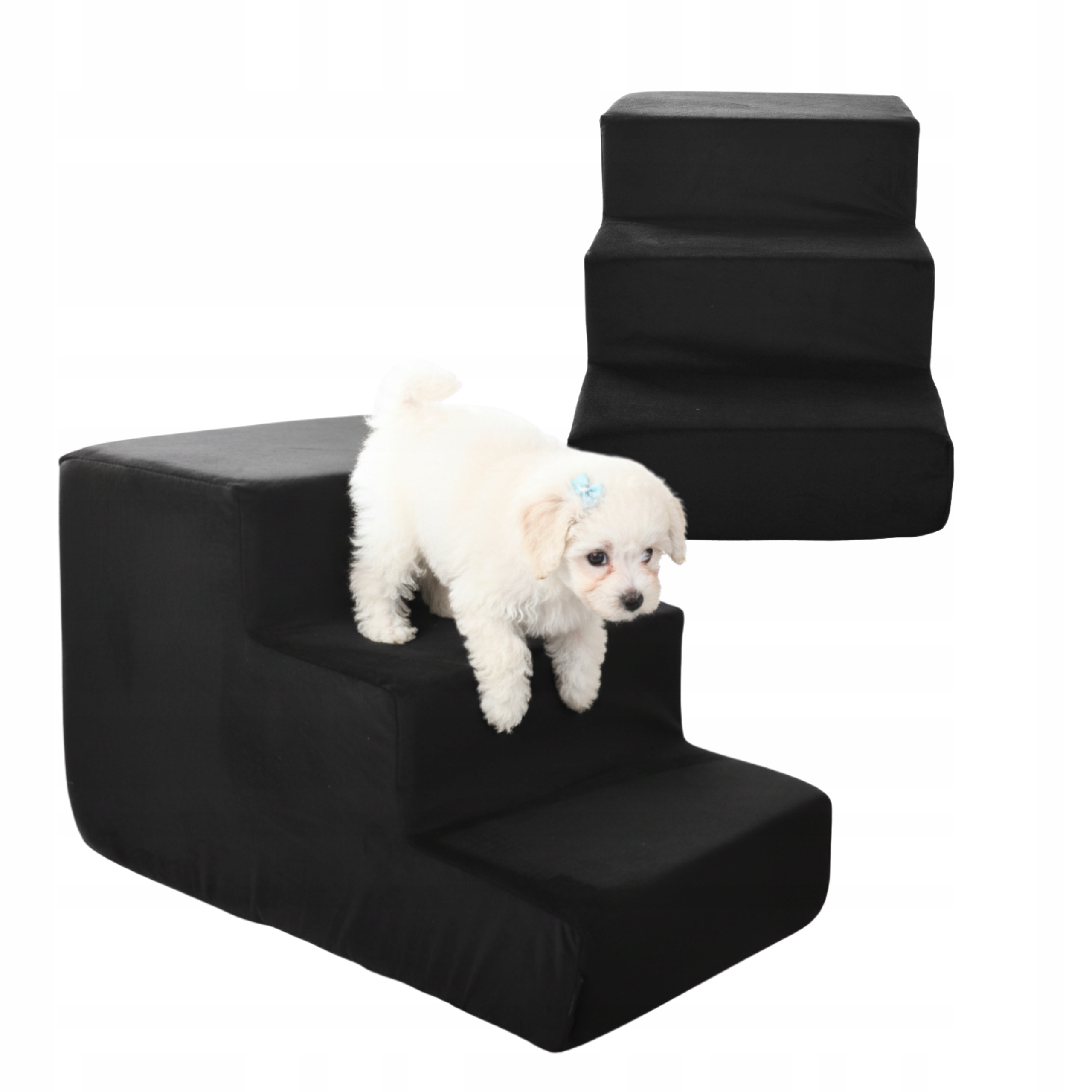 Schody pro psa Rampa 30 cm 3 stupně Plošina Protiskluzová Velvet Černá