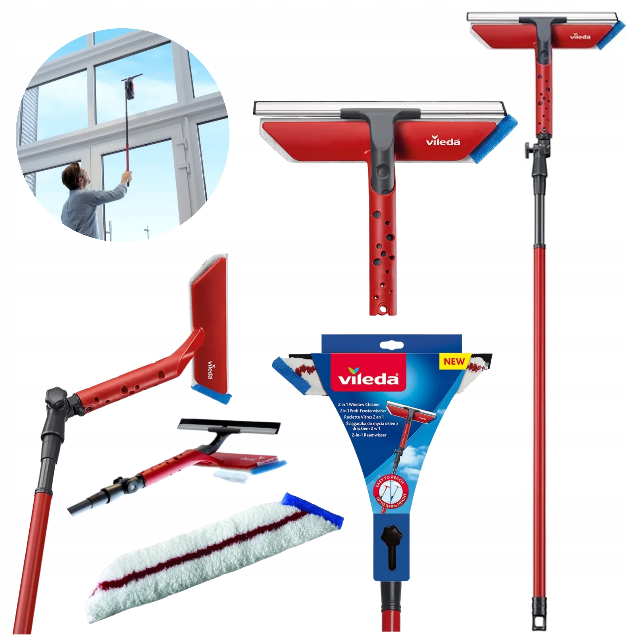MYJKA DO OKIEN ŚCIĄGACZKA Z DRĄŻKIEM TELESKOPOWYM VILEDA WYMIENNA NAKŁADKA
