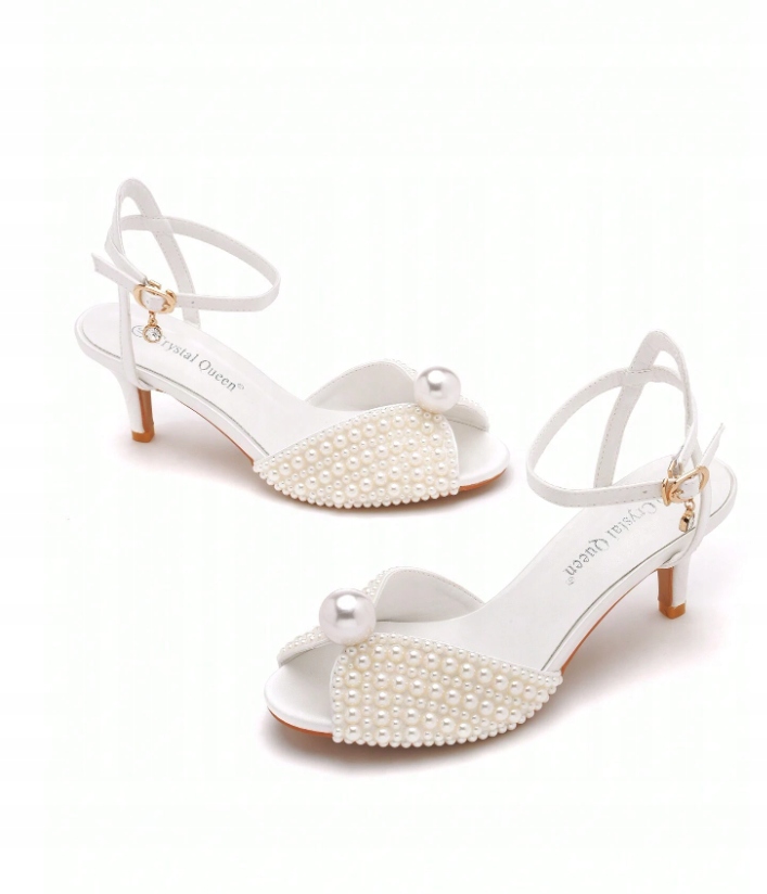 SHEIN SANDAŁY ELEGANCKIE PERŁY ŚLUBNE LUKSUSOWE R.41 W347105