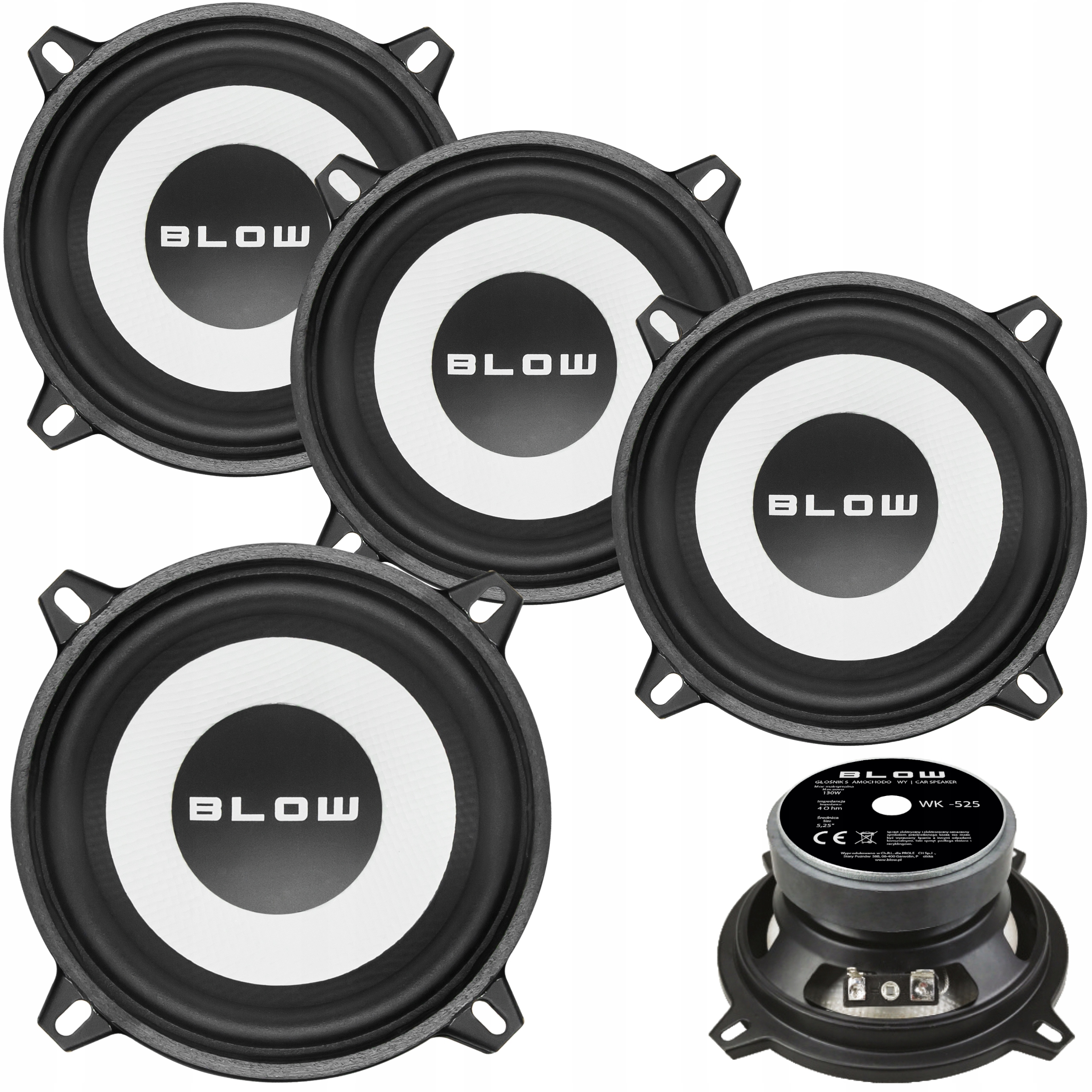 4x Výkonný Automobilový Basový Woofer 130W 13CM 130MM 5.25"