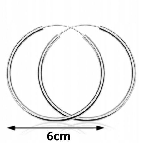 

42 Srebrne Kolczyki Duże Koła Średnica 6 CM Pr 925