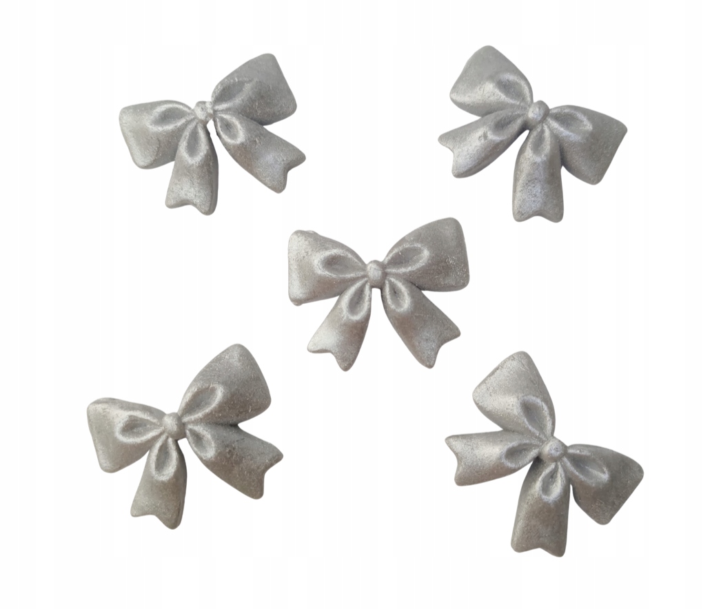 Kokardki cukrowe na tort 3,5cm srebrne 40 szt (8 x 5szt)