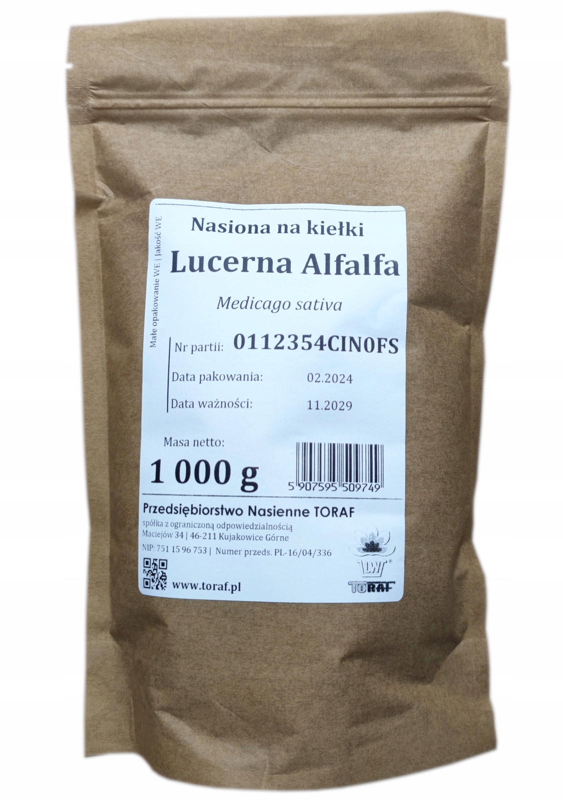 Levně Semena na klíčky Vojtěška Toraf 1 kg 1000 g