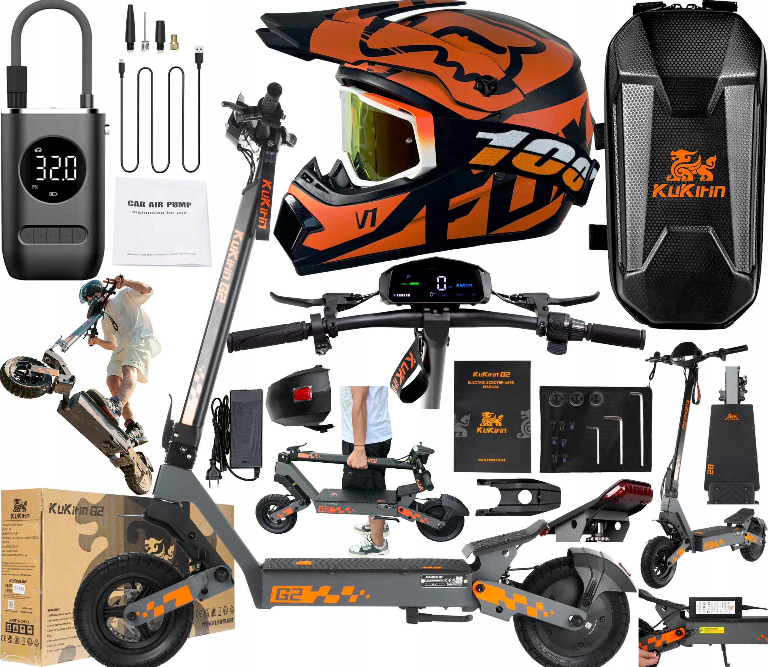 2026 KuKirin G2 Elektrická vozidla 48V 15Ah 800W 45KM/H 55KM 10" +Dárek