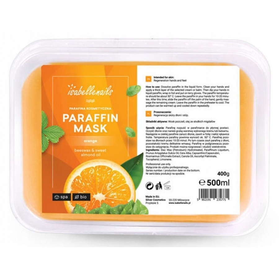 Parafina Kosmetyczna Do Dłoni Stóp Zabiegów Pomarańcz 500 ml Isabellenails