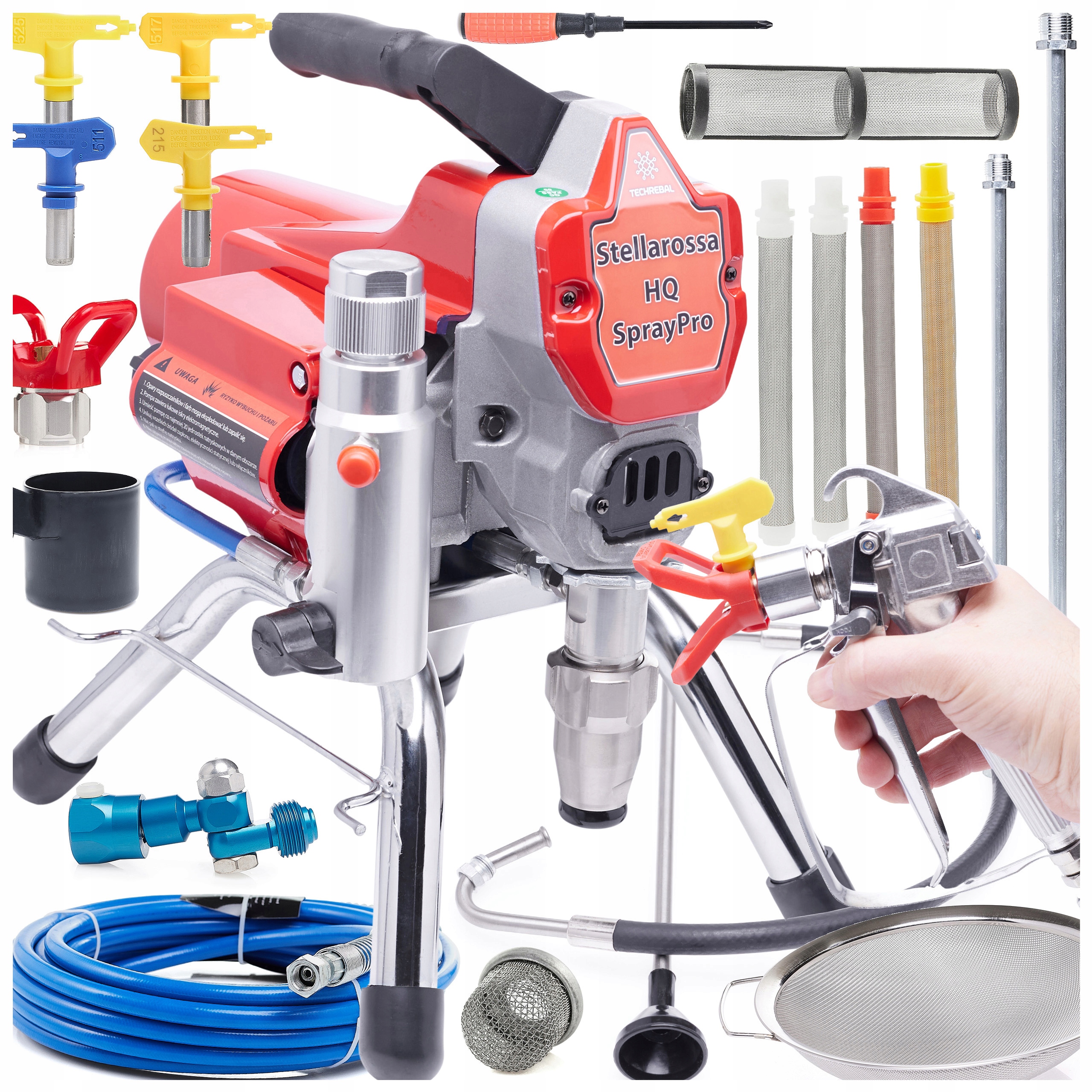 Agregat Malarski Natryskowy 1800W 2,5L/min 4x Dysza 4x Filtr 2x Lanca Sitko