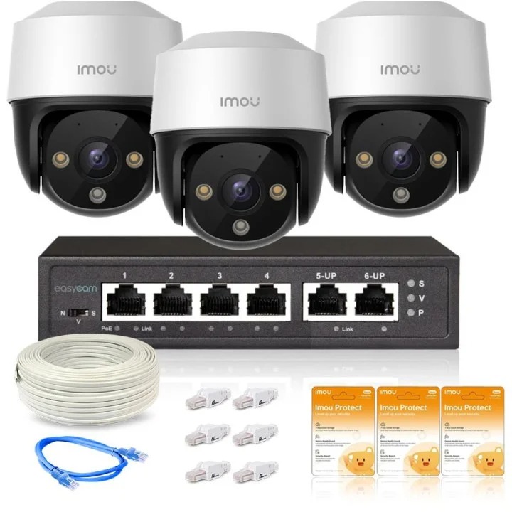 Sada na monitorovanie domu Ip 3x IPC-S21FAP 2Mpx Poe Ir 20 m otočná kamera