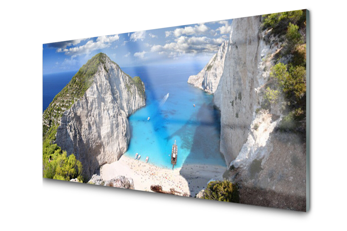 Sklenený panel dekor Záliv Hora Pláž 120x60