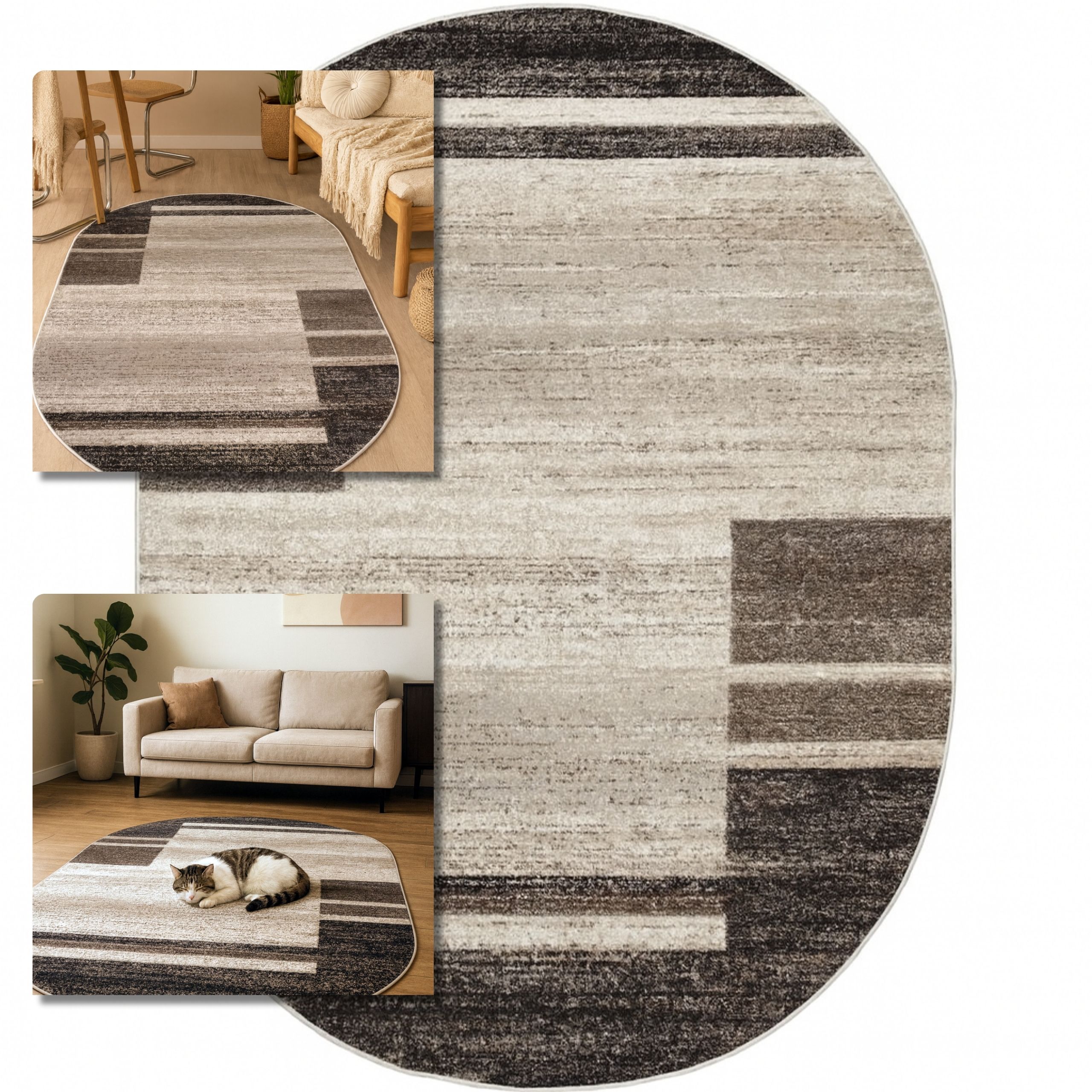 Koberec 80x150 Oválný Adventure Béžový Koberec Do Obývacího Pokoje Loft Moderní Koberec