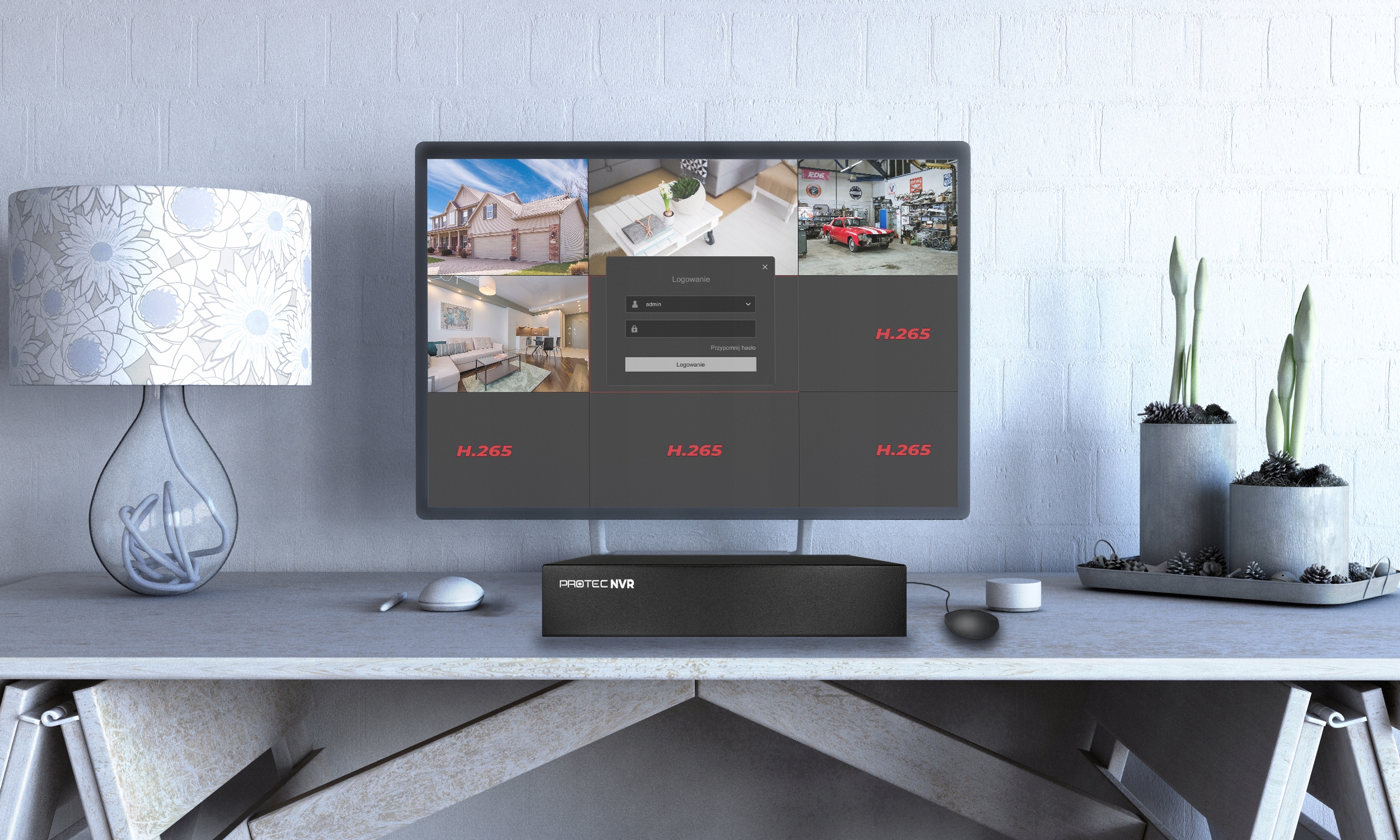 Monitoring cyfrowy IP 4 kamery 4Mpx PoE wbudowany mikrofon podgląd online Liczba obsługiwanych kamer 4