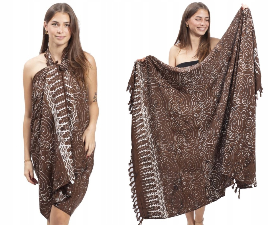 Pareo sarong chusta plażowa z wiskozy duża XXL narzutka letnia sukienka