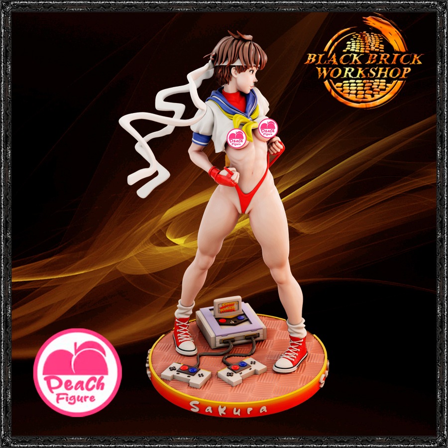 Sakura Fighter Neupravená Broskvová figurka Měřítko 1/24 (75mm) (nsfw) 3D tisk