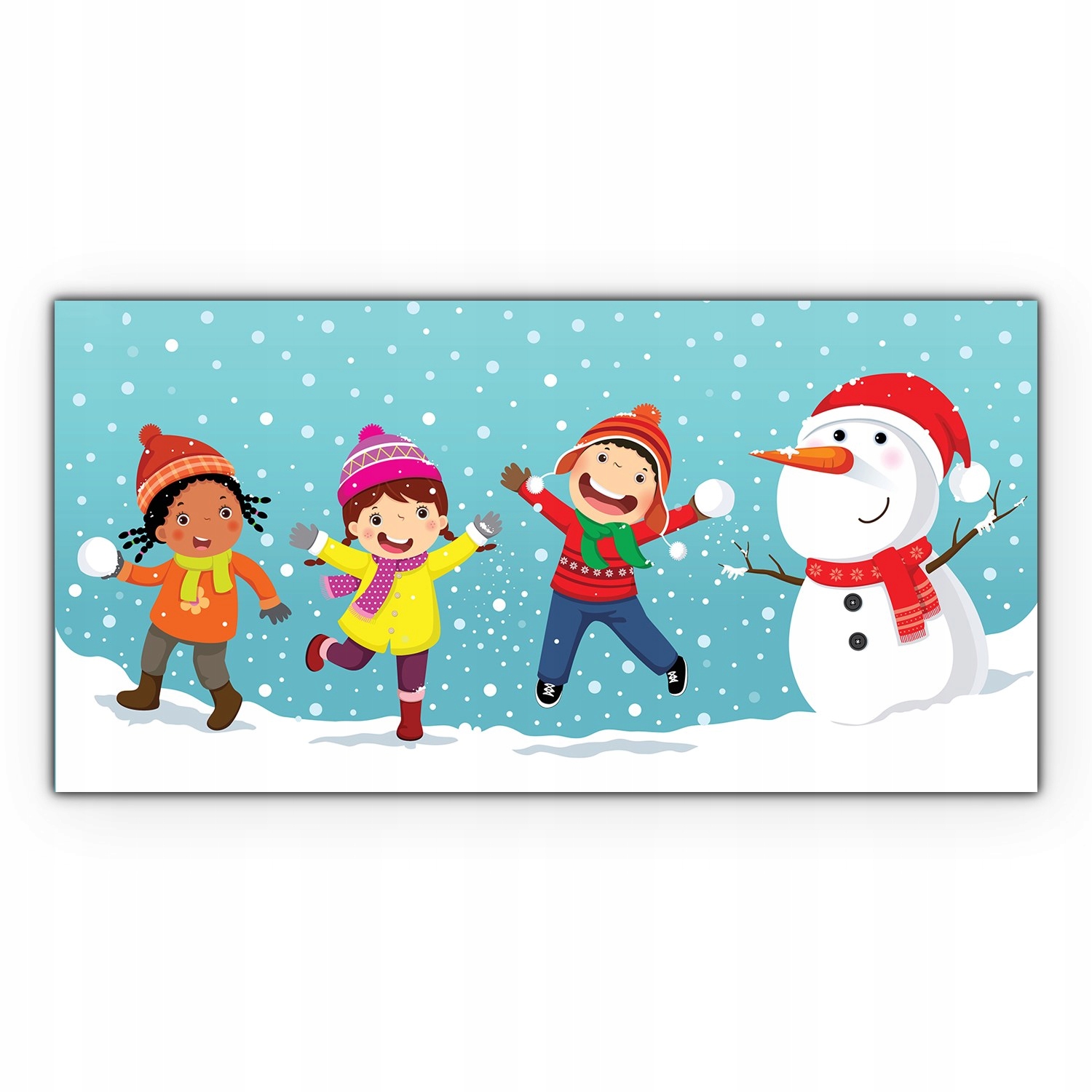 

Nowoczesny szklany obraz Bałwany dzieci 140x70 cm