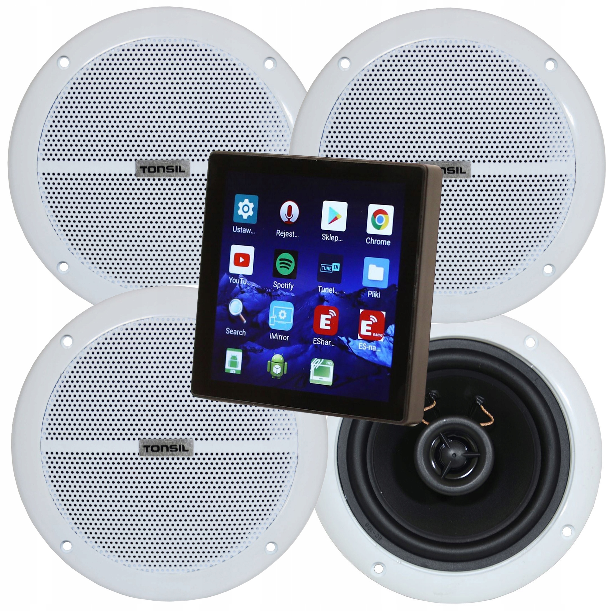 Tonsil Nástěnný přehrávač Android Zesilovač WS-65 4x reproduktor Zgsu 16/2dr