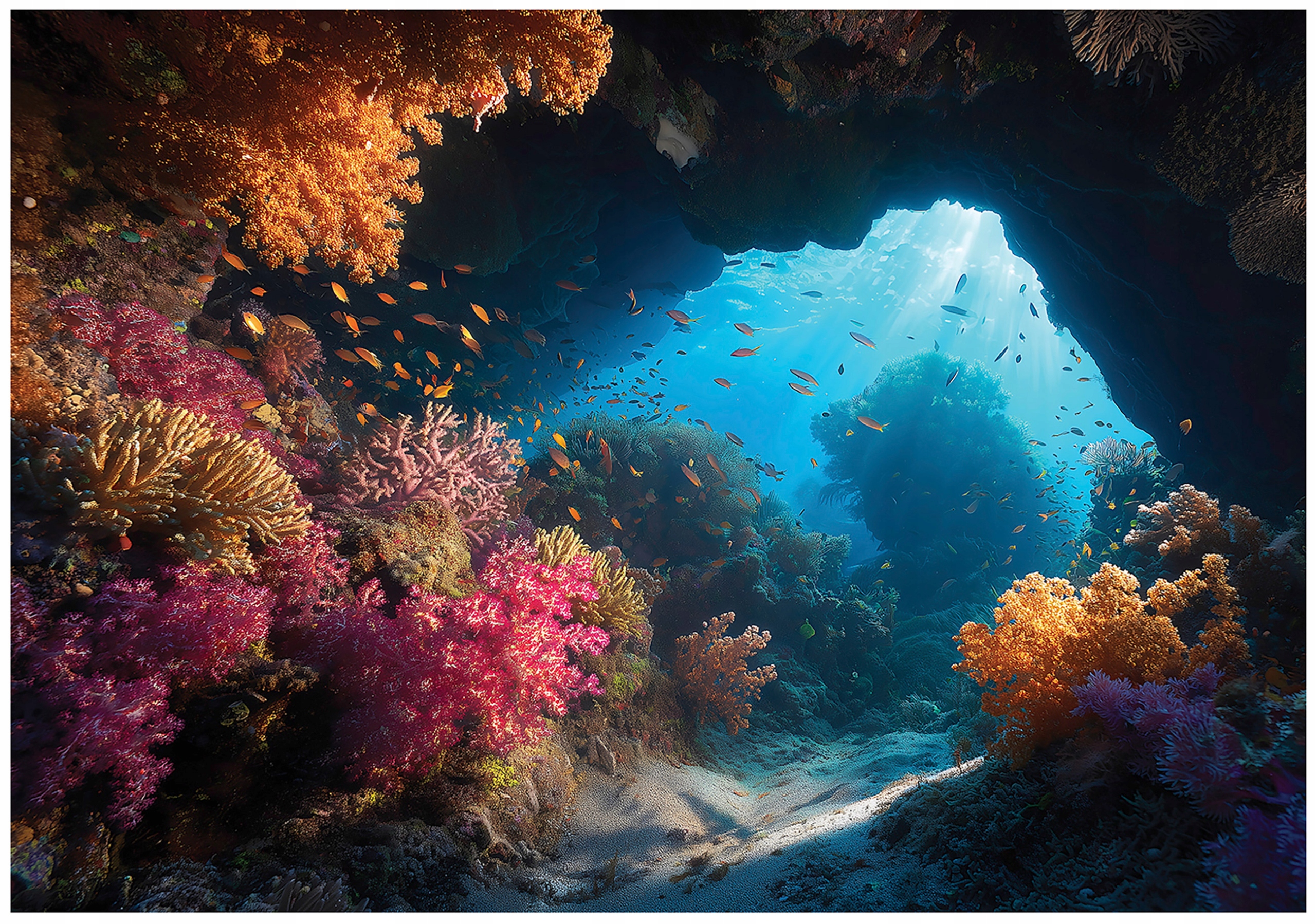 Fototapeta Ocean Jeskyně 3D Korálový Útes Modrá Mořská Hloubka 400x280