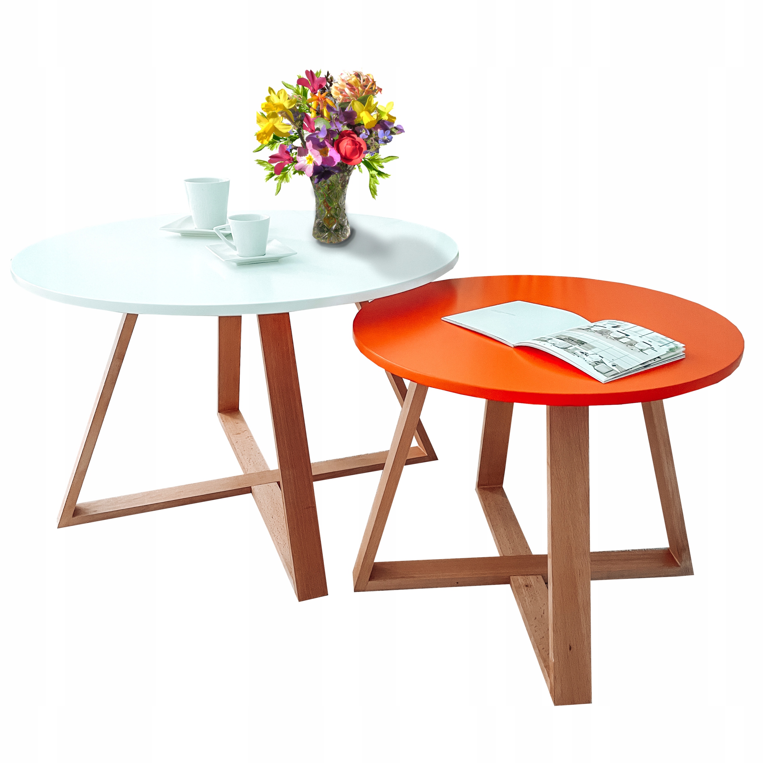 

Zestaw Komplet stolików kawowych Dąb Lakierowany